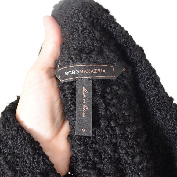 BCBG Max Azria Black Wool Bouclé Yarn Knit Cardigan - Picture 3 of 7